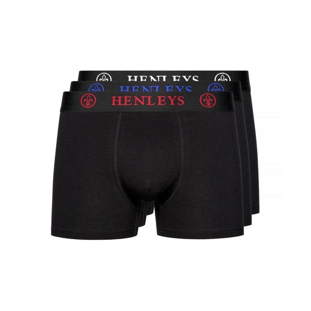 Henleys Mens Trilock Boxer Shorts (Pack of 3) / Black